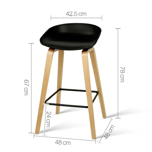 4x Bar Stools Kitchen Counter Stool Dining Chairs Wooden Black - Furniture > Bar Stools & Chairs > Table & Bar Stools