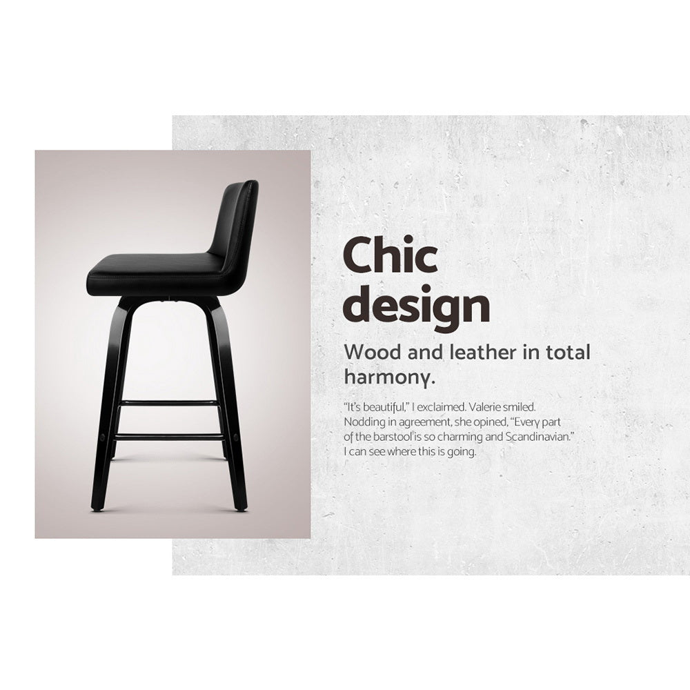 Artiss Bar Stools Kitchen Leather Barstools Swivel Wooden Chairs X4 - Furniture > Bar Stools & Chairs > Table & Bar
