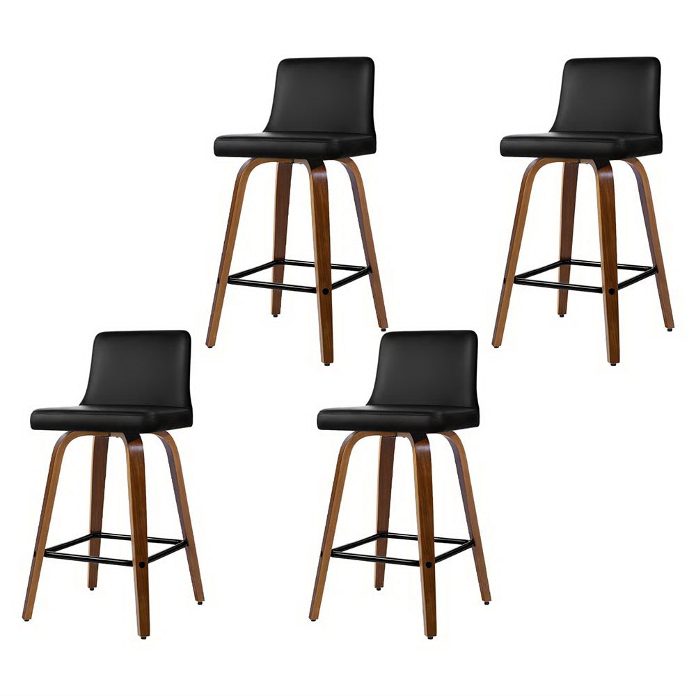 Artiss 4x Bar Stools Swivel Leather Padded Wooden - Furniture > Bar Stools & Chairs > Massage Chairs