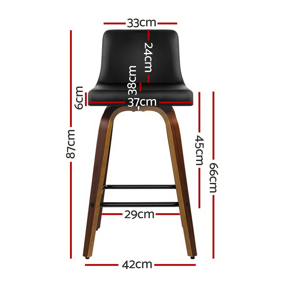 Artiss 4x Bar Stools Swivel Leather Padded Wooden - Furniture > Bar Stools & Chairs > Massage Chairs