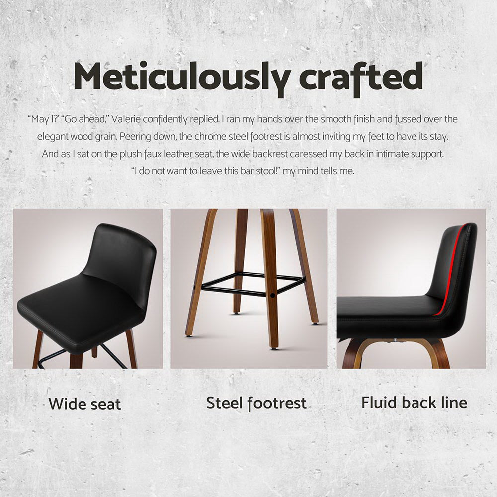 Artiss 4x Bar Stools Swivel Leather Padded Wooden - Furniture > Bar Stools & Chairs > Massage Chairs