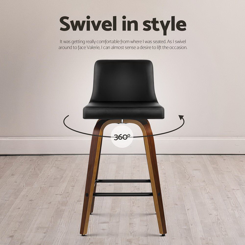 Artiss 4x Bar Stools Swivel Leather Padded Wooden - Furniture > Bar Stools & Chairs > Massage Chairs