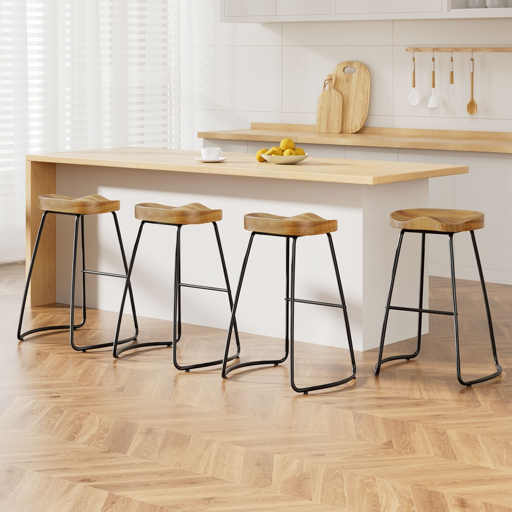 Artiss 4x Bar Stools Tractor Seat 65cm Wooden Furniture > Bar Stools & Chairs > Table & Bar Stools