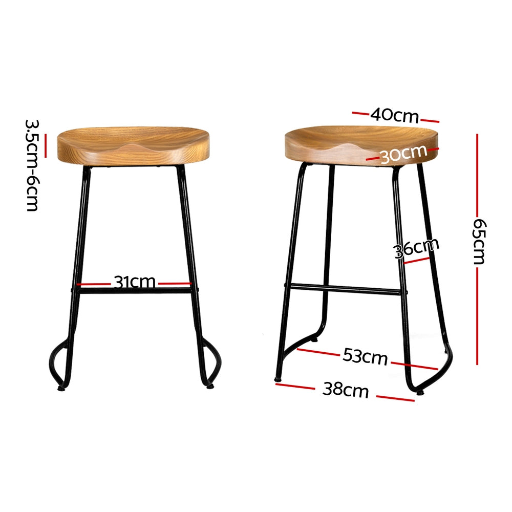 Artiss 4x Bar Stools Tractor Seat 65cm Wooden Furniture > Bar Stools & Chairs > Table & Bar Stools