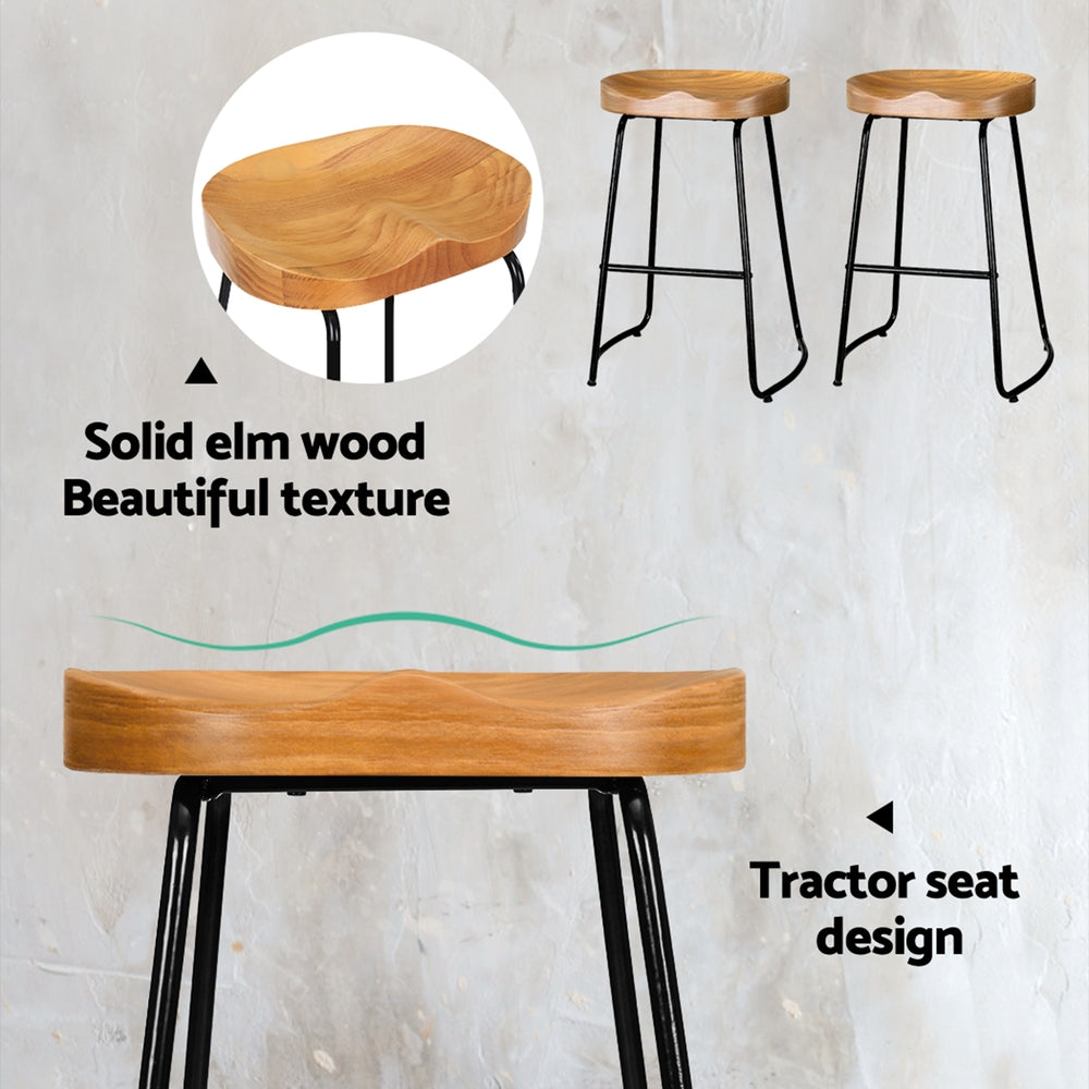 Artiss 4x Bar Stools Tractor Seat 65cm Wooden Furniture > Bar Stools & Chairs > Table & Bar Stools