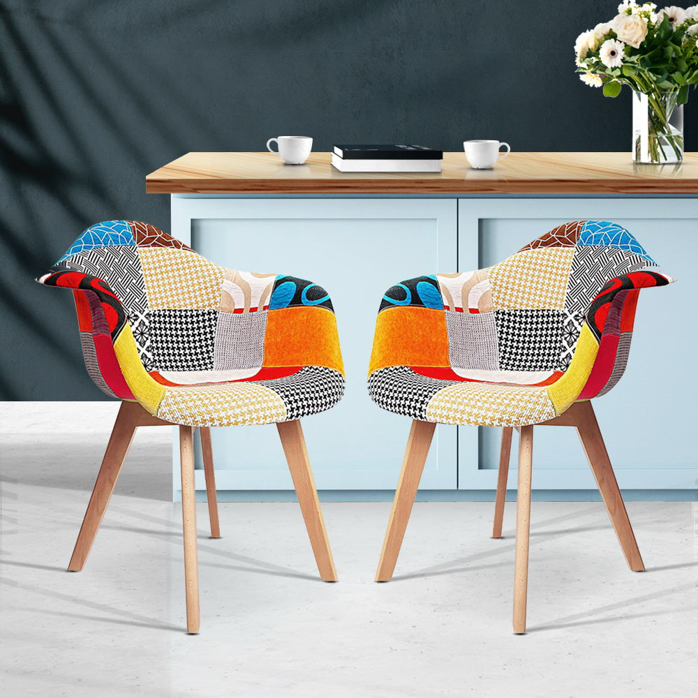 Dining Chairs Set of 2 Fabric Retro Replica DSW - Furniture > Dining > Kitchen & Dining Chairs