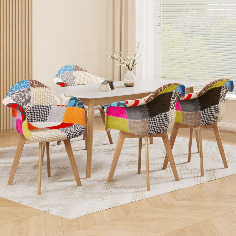 Artiss Dining Chairs Set of 4 Fabric Retro Replica DSW - Furniture > Dining > Kitchen & Dining Chairs
