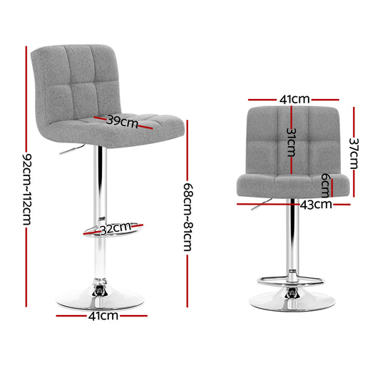 Artiss 4x Bar Stools Leather Gas Lift Grey Furniture > Bar Stools & Chairs > Table & Bar Stools