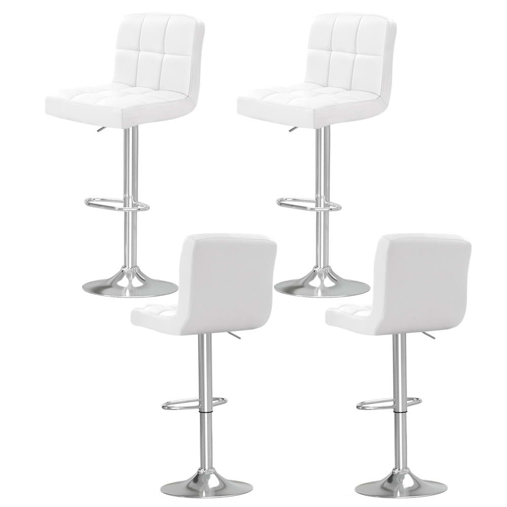 Artiss 4x Bar Stools Leather Gas Lift White - Furniture > Bar Stools & Chairs > Table & Bar Stools