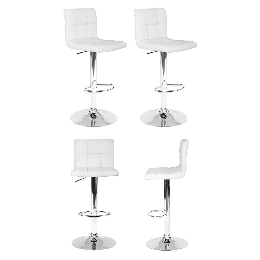 Artiss 4x Bar Stools Leather Gas Lift White - Furniture > Bar Stools & Chairs > Table & Bar Stools