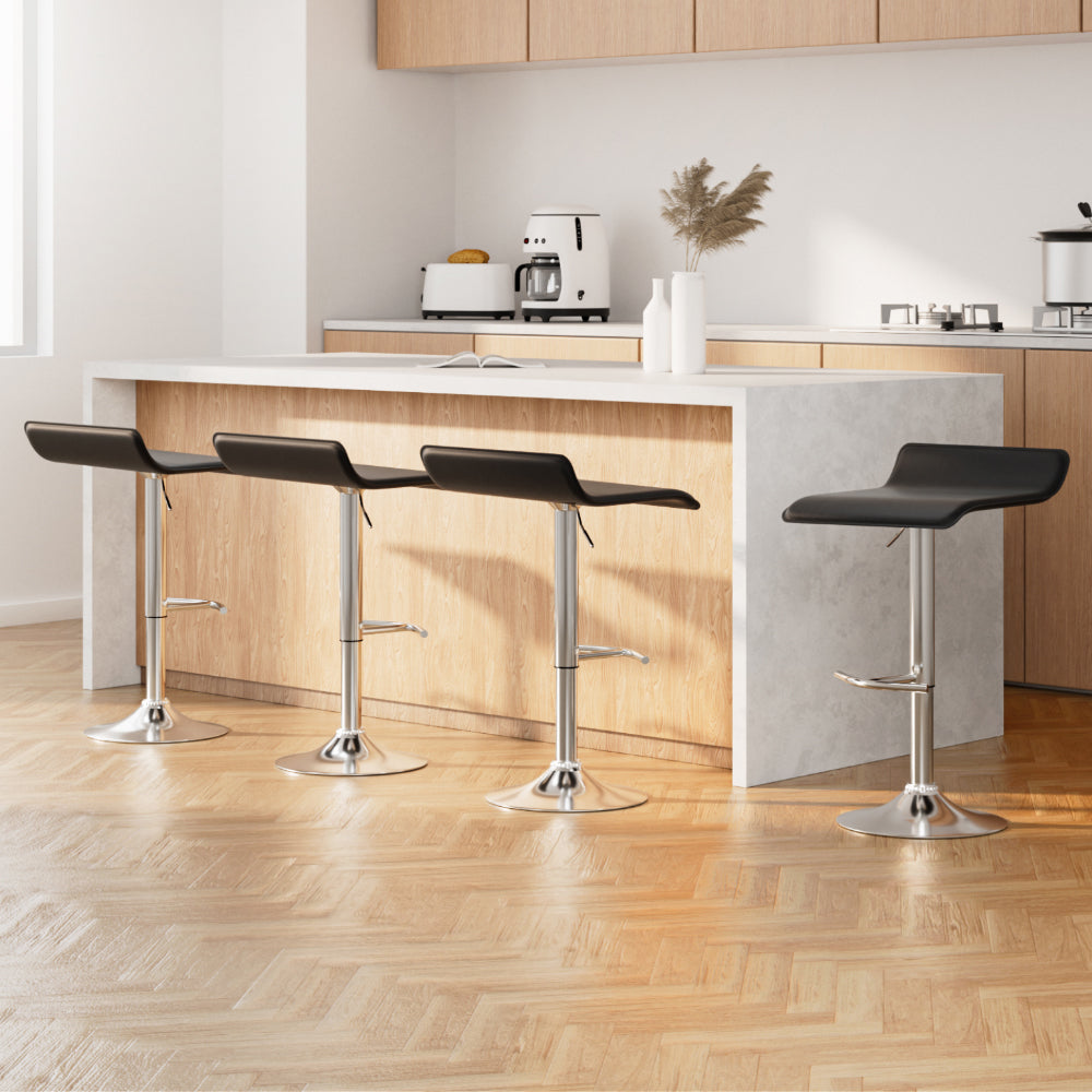 Artiss 4x Bar Stools Adjustable Gas Lift Chairs Black - Furniture > Bar Stools & Chairs > Table & Bar Stools
