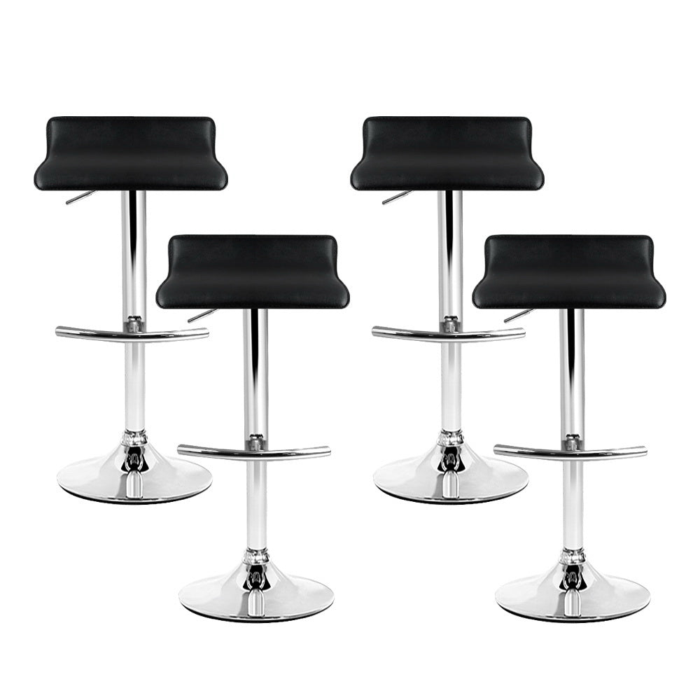Artiss 4x Bar Stools Adjustable Gas Lift Chairs Black - Furniture > Bar Stools & Chairs > Table & Bar Stools