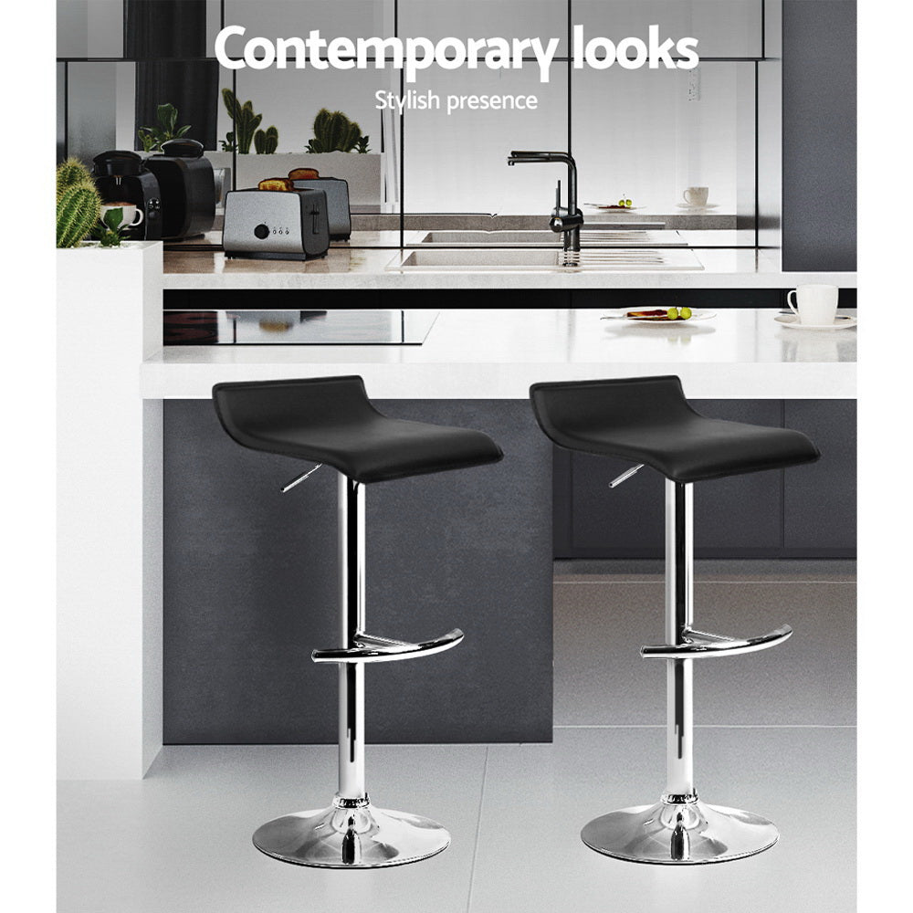 Artiss 4x Bar Stools Adjustable Gas Lift Chairs Black - Furniture > Bar Stools & Chairs > Table & Bar Stools