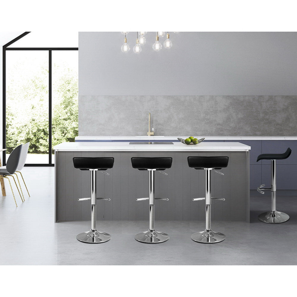 Artiss 4x Bar Stools Adjustable Gas Lift Chairs Black - Furniture > Bar Stools & Chairs > Table & Bar Stools