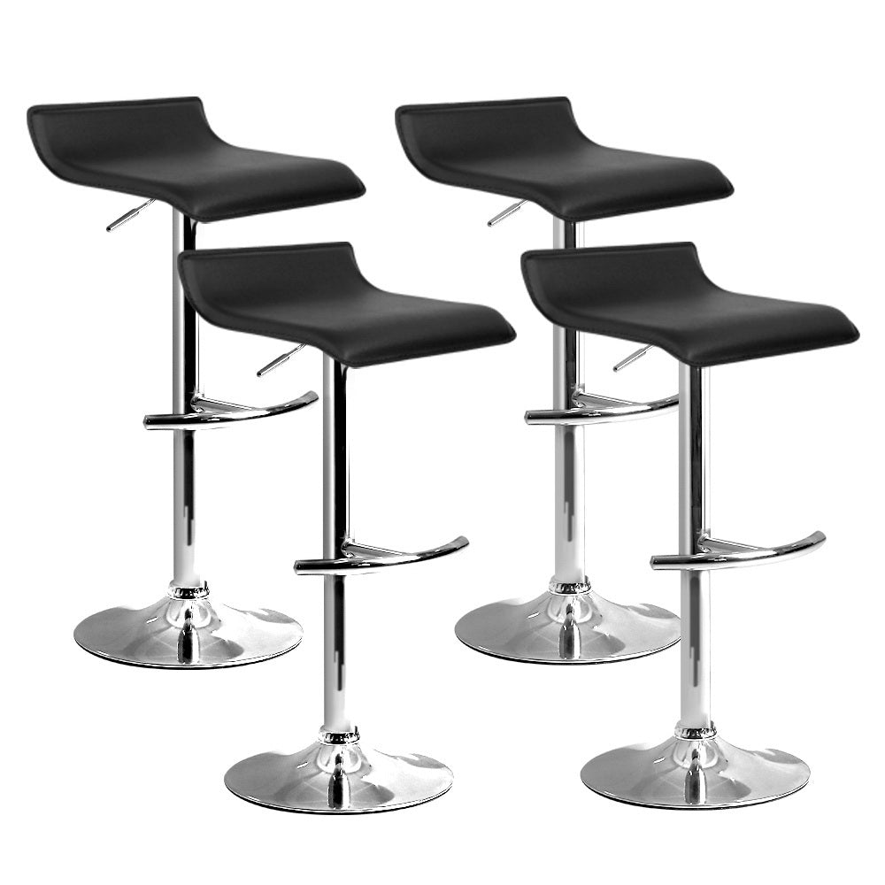 Artiss 4x Bar Stools Adjustable Gas Lift Chairs Black - Furniture > Bar Stools & Chairs > Table & Bar Stools
