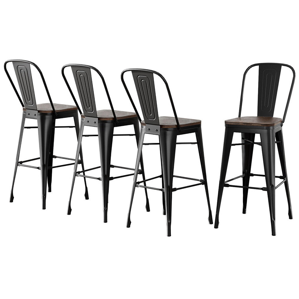 4x Artiss Metal Bar Stools Wooden Seat Retro Counter Stool Furniture > Bar Stools & Chairs > Table & Bar Stools