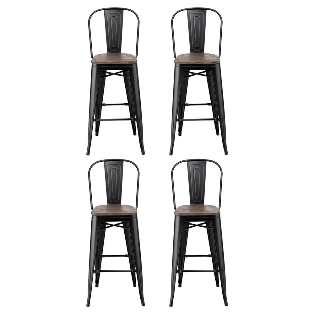4x Artiss Metal Bar Stools Wooden Seat Retro Counter Stool Furniture > Bar Stools & Chairs > Table & Bar Stools