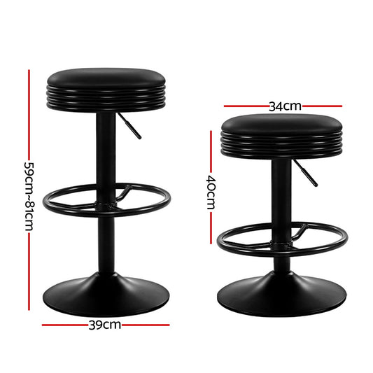 4x Bar Stools Leather Padded Gas Lift Black - Furniture > Bar Stools & Chairs > Massage Chairs