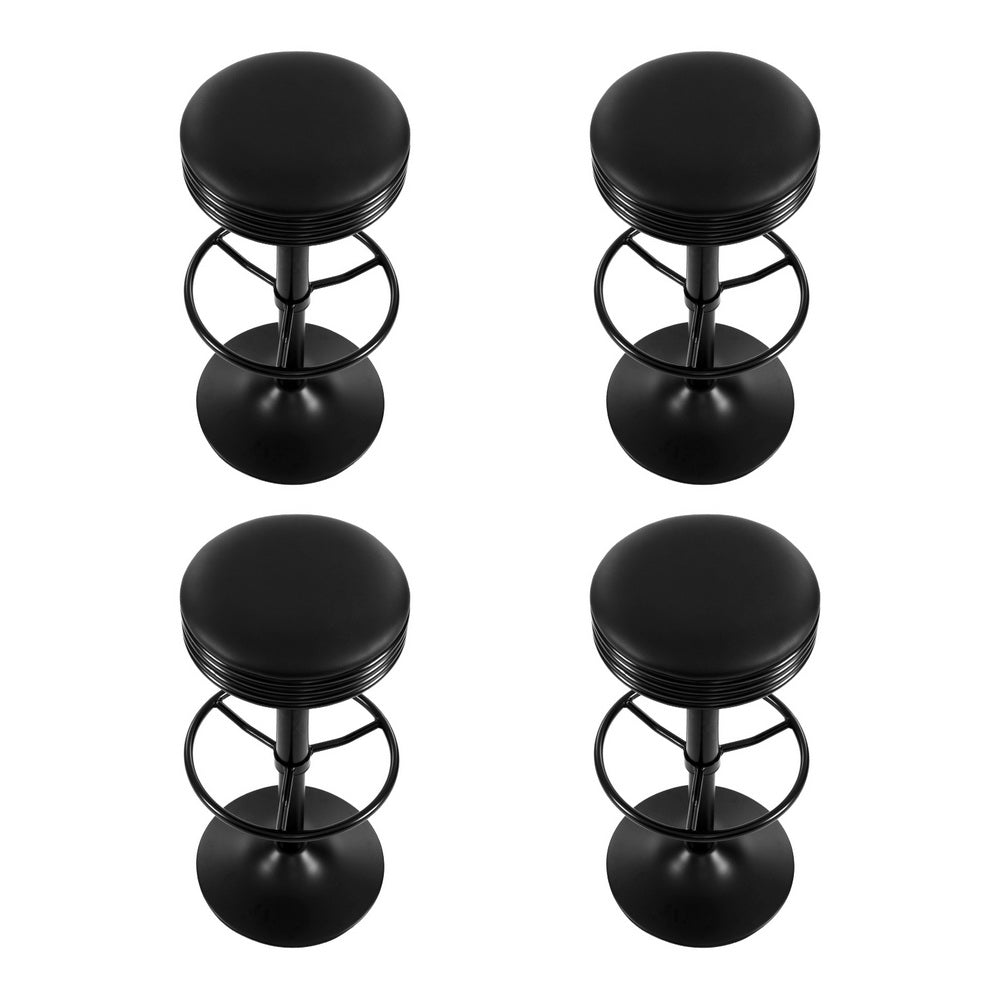 Artiss 4x Bar Stools Leather Padded Gas Lift Black - Furniture > Bar Stools & Chairs > Massage Chairs
