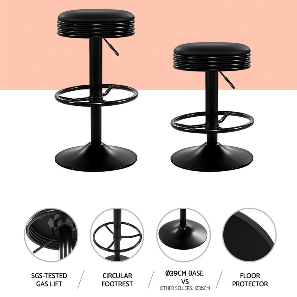 Artiss 4x Bar Stools Leather Padded Gas Lift Black - Furniture > Bar Stools & Chairs > Massage Chairs