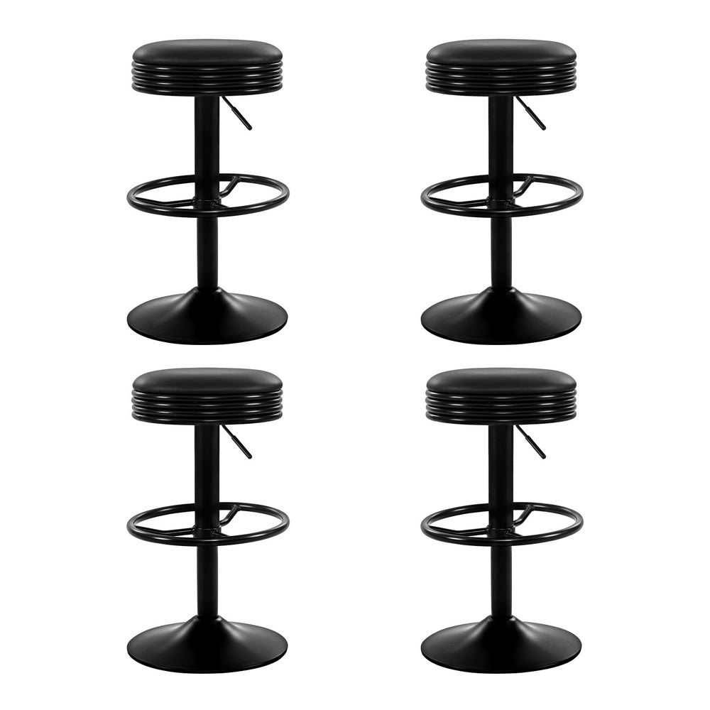 Artiss 4x Bar Stools Leather Padded Gas Lift Black - Furniture > Bar Stools & Chairs > Massage Chairs
