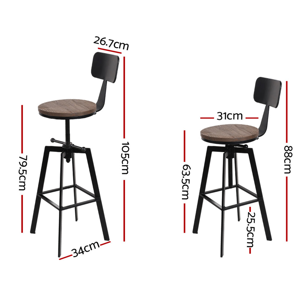 Artiss Bar Stools Kitchen Counter Chairs Vintage Metal Chairs x2 Furniture > Bar Stools & Chairs