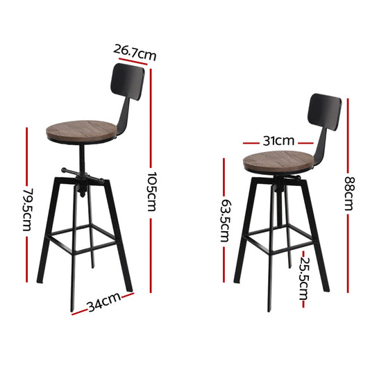 Artiss Bar Stools Kitchen Counter Chairs Vintage Metal Chairs x2 Furniture > Bar Stools & Chairs
