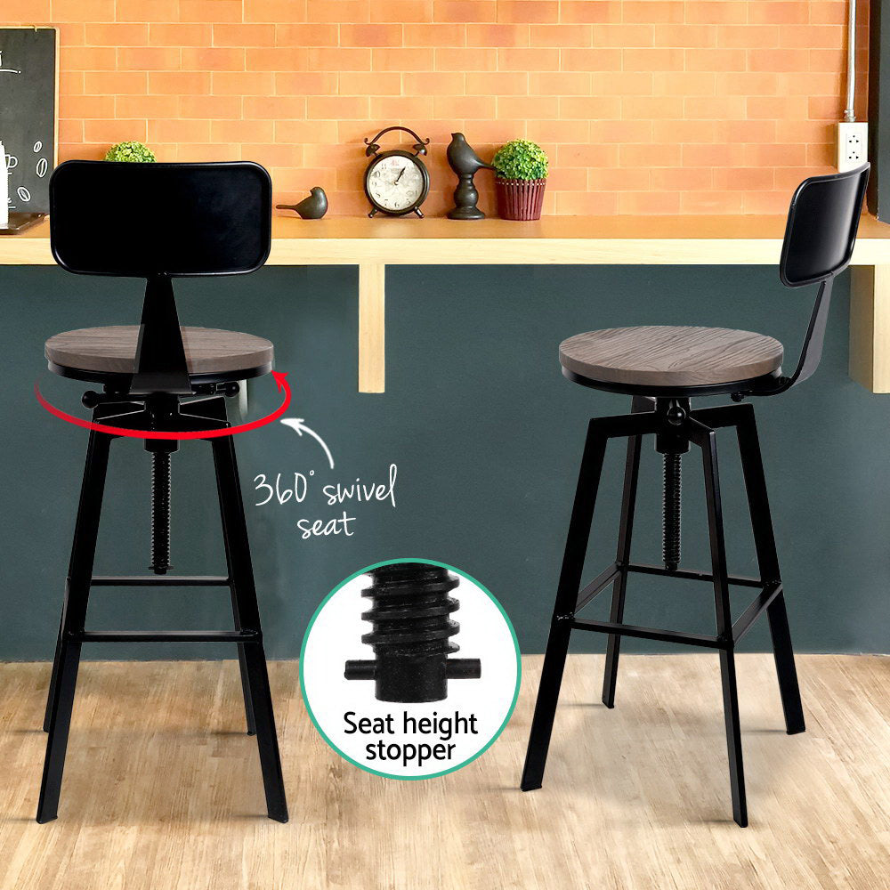 Artiss Bar Stools Kitchen Counter Chairs Vintage Metal Chairs x2 Furniture > Bar Stools & Chairs