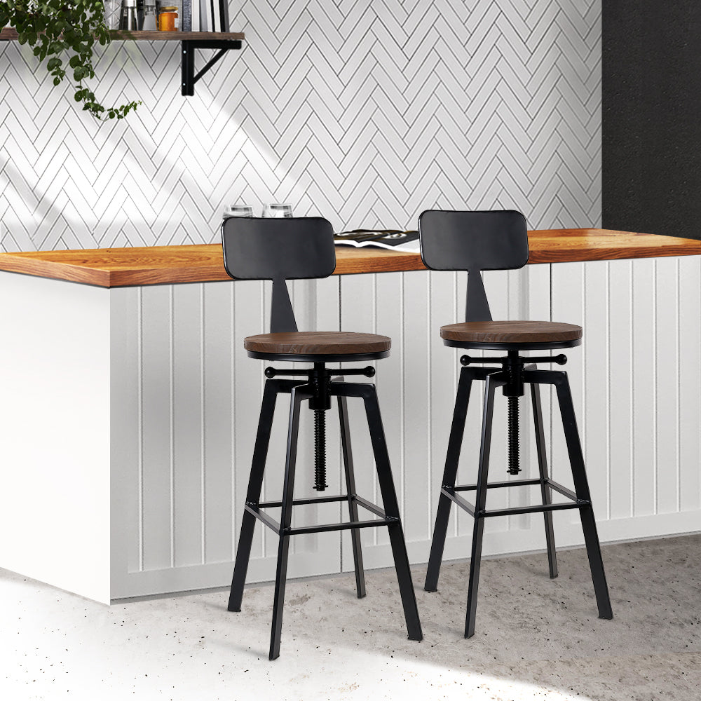 Artiss Bar Stools Kitchen Counter Chairs Vintage Metal Chairs x2 Furniture > Bar Stools & Chairs