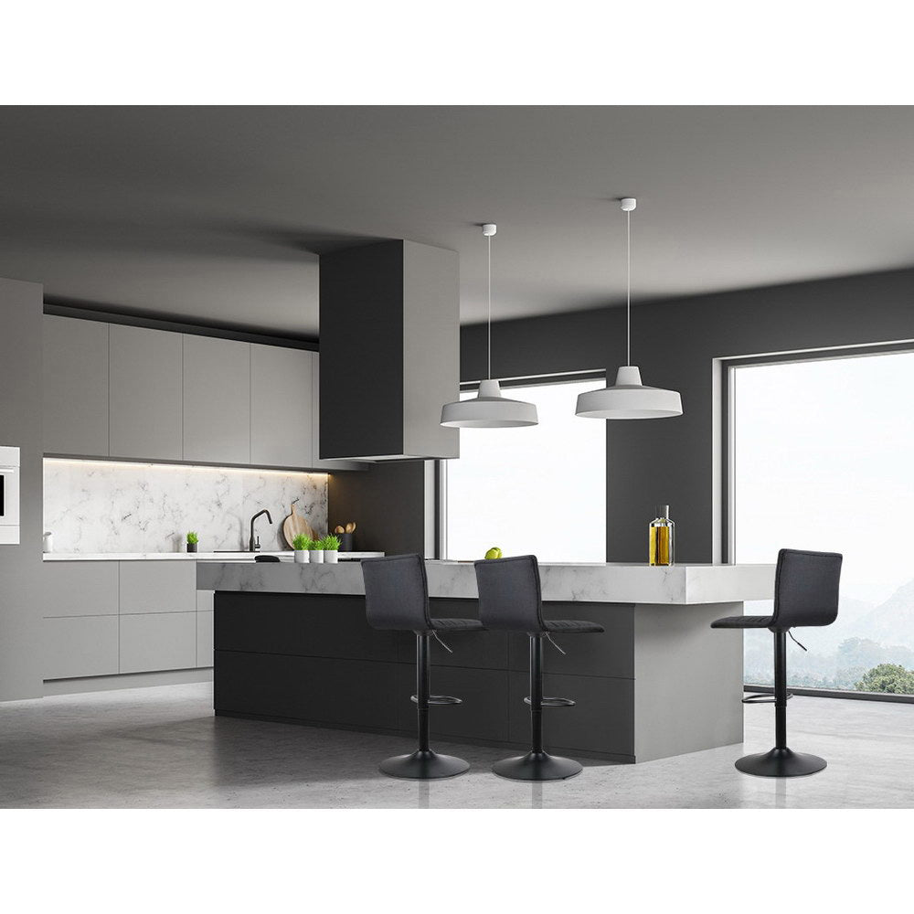 Artiss 4x Bar Stools Gas Lift Linen Fabric Black - Furniture > Bar Stools & Chairs > Table & Bar Stools