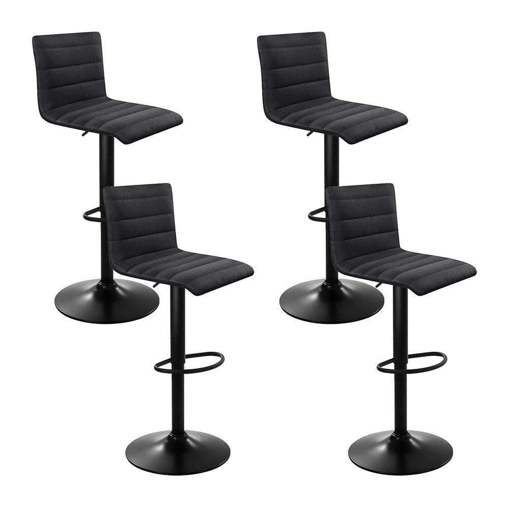 Artiss 4x Bar Stools Gas Lift Linen Fabric Black - Furniture > Bar Stools & Chairs > Table & Bar Stools