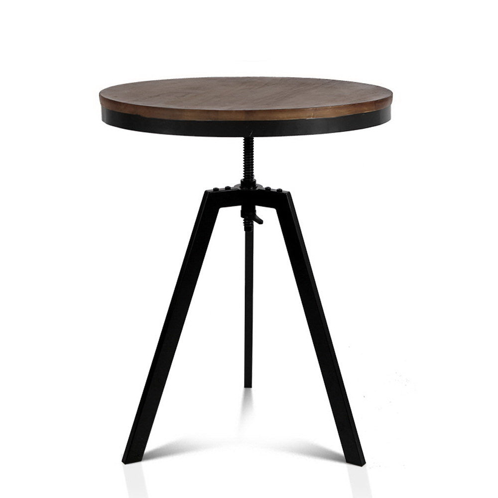 Artiss Bar Table 67-86CM Height Round Brown - Furniture > Dining > Dining Tables