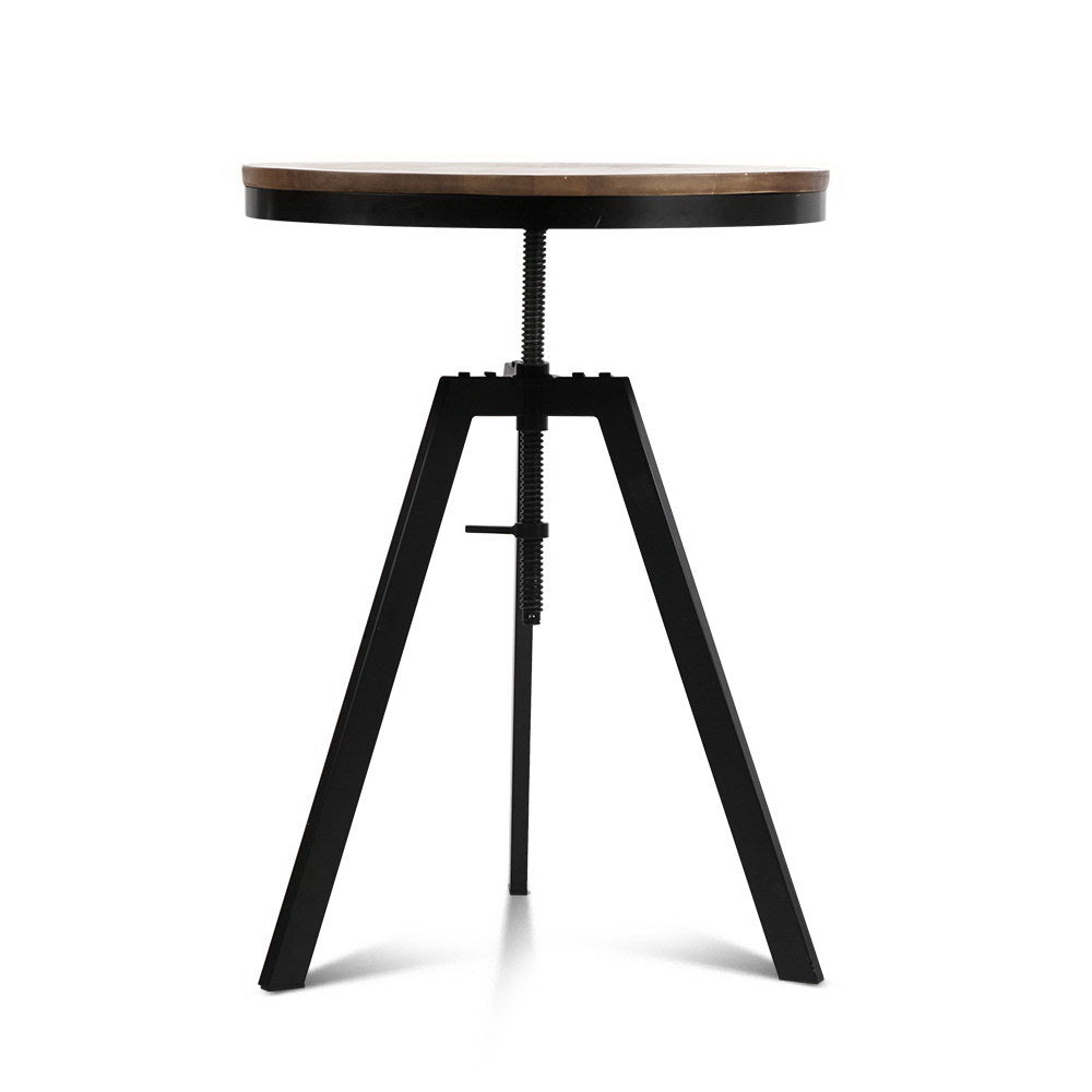 Artiss Bar Table 67-86CM Height Round Brown - Furniture > Dining > Dining Tables