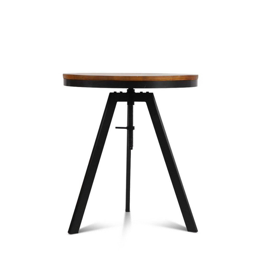 Artiss Bar Table 67-86CM Height Round Brown - Furniture > Dining > Dining Tables