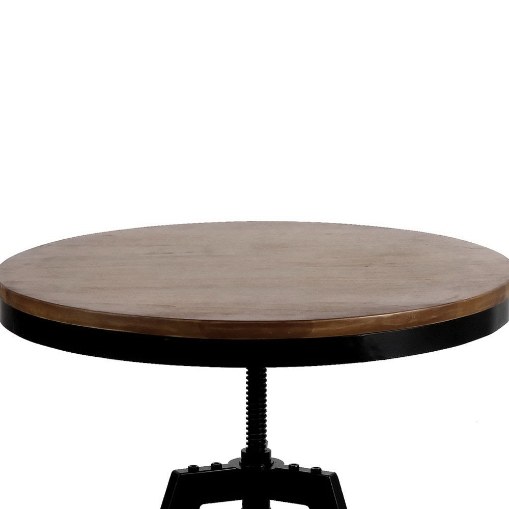 Artiss Bar Table 67-86CM Height Round Brown - Furniture > Dining > Dining Tables