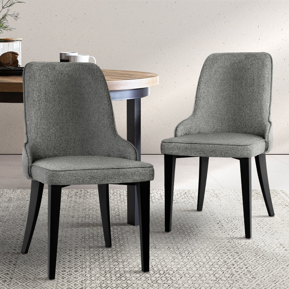 Artiss Dining Chairs Set of 2 Linen Fabric Grey Furniture > Dining > Dining Set