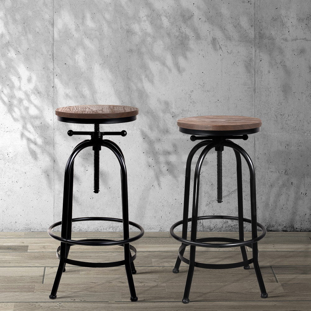 Artiss Bar Stools Adjustable Wood Chairs - Furniture > Bar Stools & Chairs > Table & Bar Stools