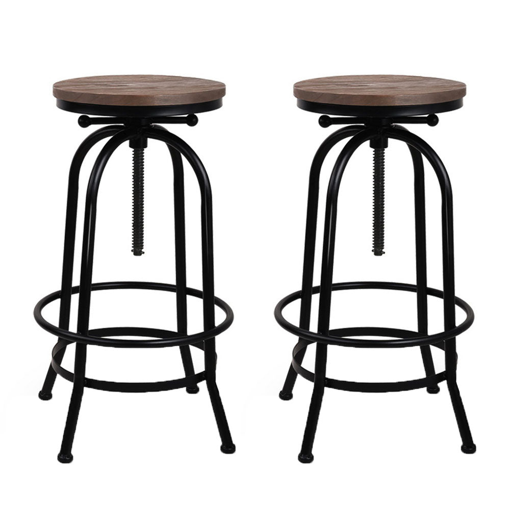 Artiss 2x Bar Stools Adjustable Wood Chairs - Furniture > Bar Stools & Chairs > Table & Bar Stools