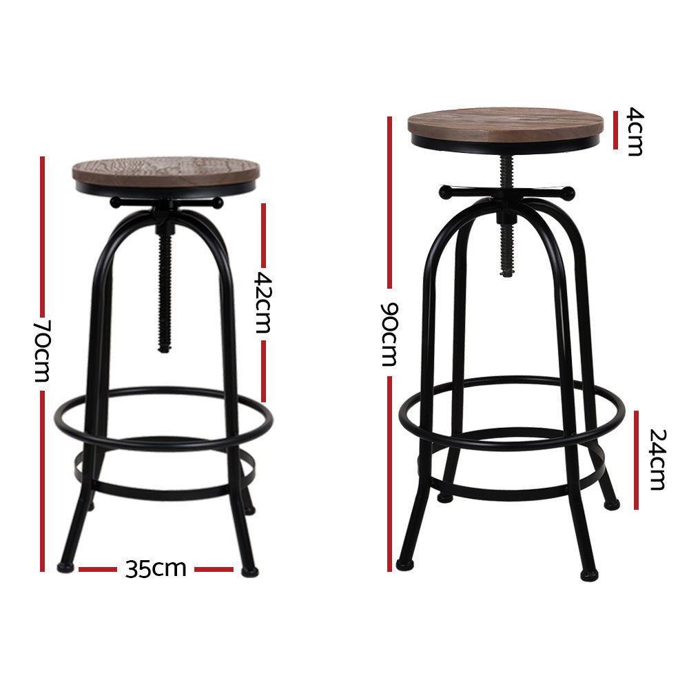 Artiss 2x Bar Stools Adjustable Wood Chairs - Furniture > Bar Stools & Chairs > Table & Bar Stools