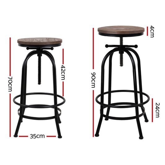 Artiss 2x Bar Stools Adjustable Wood Chairs Furniture > Bar Stools & Chairs > Table & Bar Stools