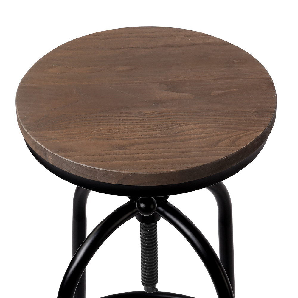 Artiss 2x Bar Stools Adjustable Wood Chairs - Furniture > Bar Stools & Chairs > Table & Bar Stools