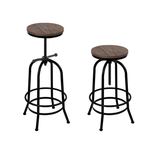 4x Bar Stools Kitchen Dining Chairs Adjustable Wooden Vintage Stool - Furniture > Bar Stools & Chairs > Table & Bar