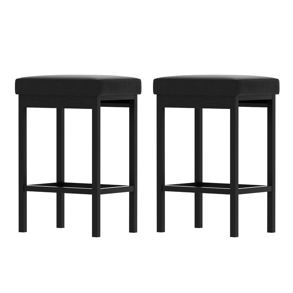 2x Artiss Metal Bar Stools PU Seat Dining Counter Chairs - Furniture > Bar Stools & Chairs > Table & Bar Stools