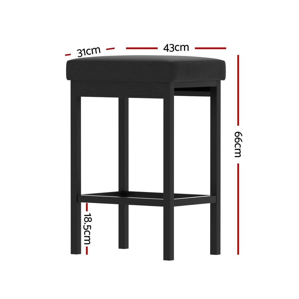 2x Artiss Metal Bar Stools PU Seat Dining Counter Chairs - Furniture > Bar Stools & Chairs > Table & Bar Stools