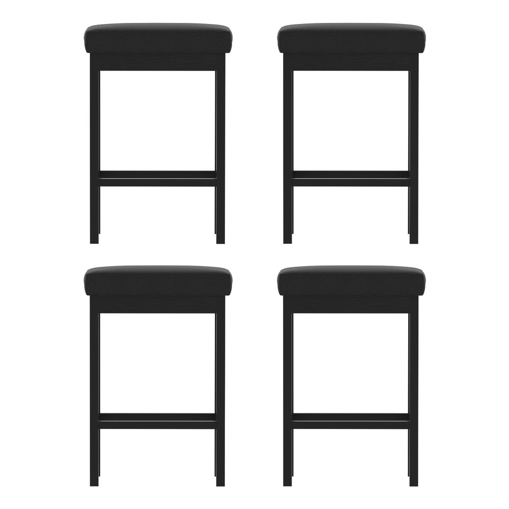 A Set of 4 Artiss Metal Bar Stools PU Seat Dining Counter Chairs - Furniture > Bar Stools & Chairs > Table & Bar Stools