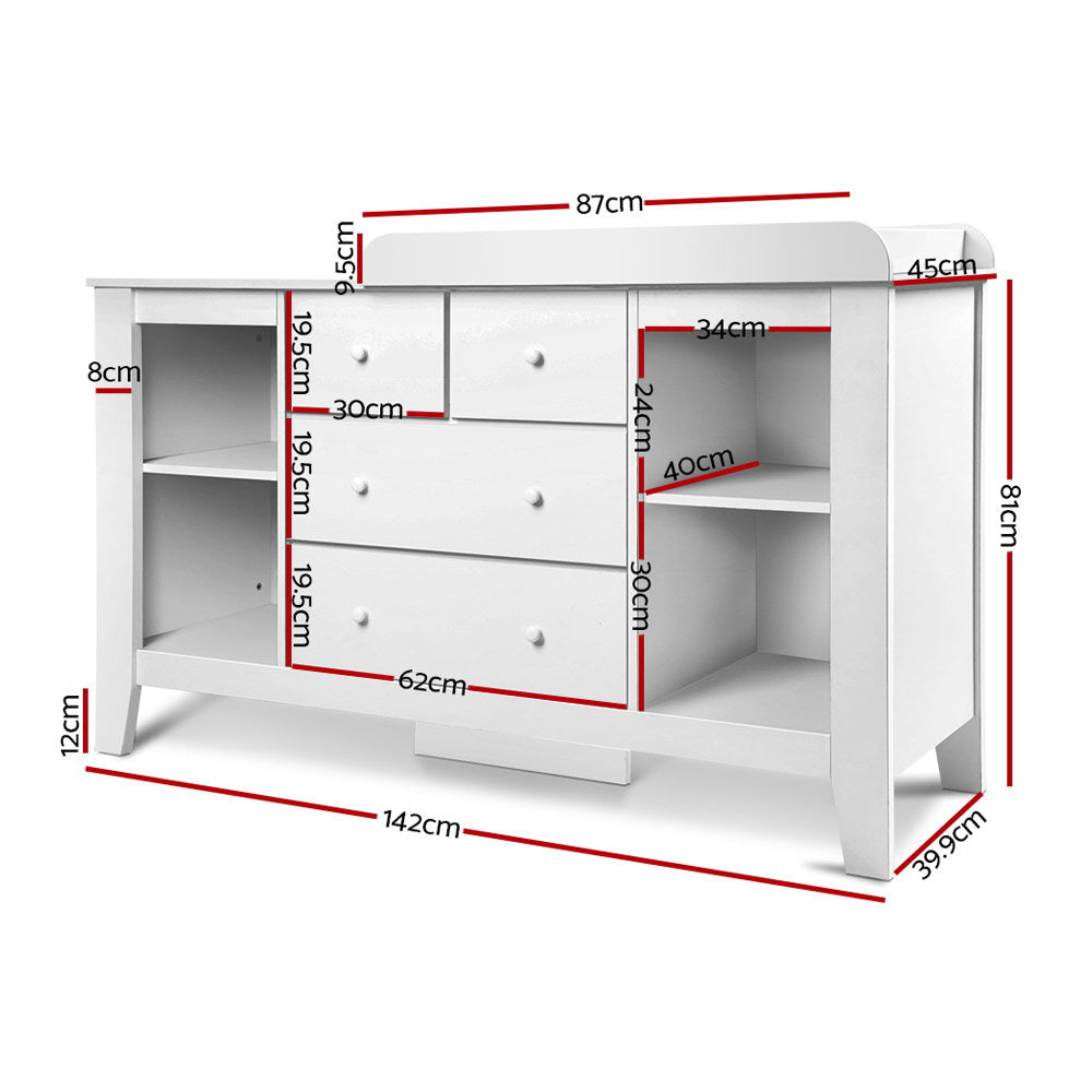 Keezi Baby Changing Table Diaper Station Drawers Chest Cabinet Nursery Furniture Baby & Kids > Kid’s Furniture >