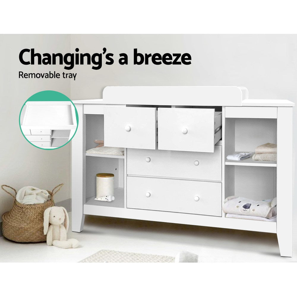 Keezi Baby Changing Table Diaper Station Drawers Chest Cabinet Nursery Furniture Baby & Kids > Kid’s Furniture >