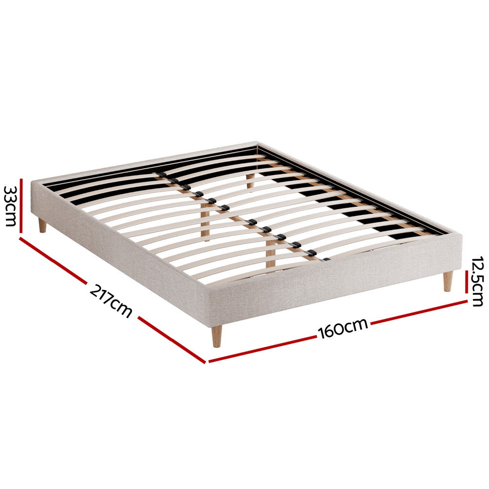 Artiss Bed Frame Queen Size Beige ZORA - Furniture > Bedroom > Beds & Bed Frames