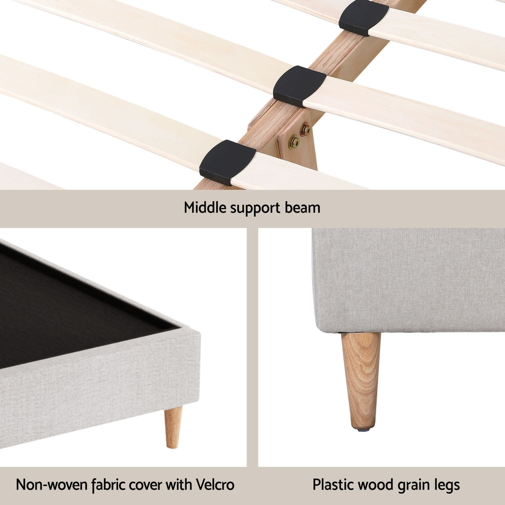 Artiss Bed Frame Queen Size Beige ZORA - Furniture > Bedroom > Beds & Bed Frames