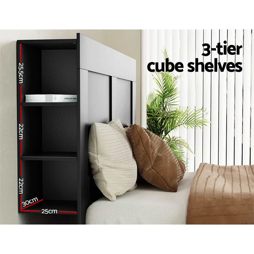 Artiss Bed Head Headboard Queen with Shelves - CABI Black - Furniture > Bedroom > Beds & Bed Frames